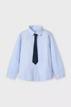 Хлопковая рубашка Mayoral для мальчиков и девочек, синий