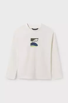 Хлопковая рубашка Mayoral с длинными рукавами для мальчиков и девочек, бежевый