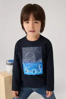 Хлопковая рубашка Mayoral с длинными рукавами для мальчиков и девочек, синий