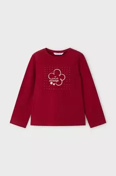 Хлопковая рубашка Mayoral с длинными рукавами для мальчиков и девочек, красный