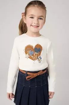 Хлопковая рубашка Mayoral с длинными рукавами для мальчиков и девочек, красный