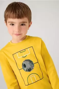 Хлопковая рубашка Mayoral с длинными рукавами для мальчиков и девочек, желтый