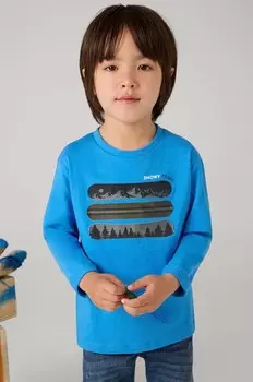 Хлопковая рубашка Mayoral с длинными рукавами для мальчиков и девочек, синий