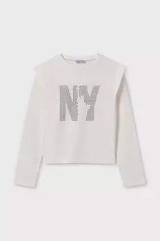 Хлопковая рубашка Mayoral с длинными рукавами для мальчиков и девочек, белый