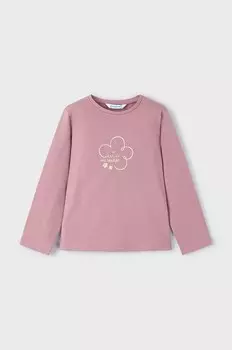 Хлопковая рубашка Mayoral с длинными рукавами для мальчиков и девочек, розовый