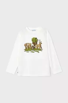 Хлопковая рубашка Mayoral с длинными рукавами для мальчиков и девочек, зеленый