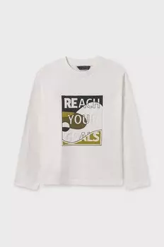 Хлопковая рубашка Mayoral с длинными рукавами для мальчиков и девочек, зеленый