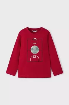 Хлопковая рубашка Mayoral с длинными рукавами для мальчиков и девочек, красный