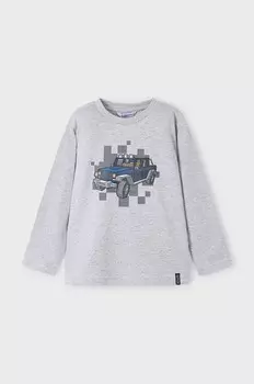Хлопковая рубашка Mayoral с длинными рукавами для мальчиков и девочек, серый