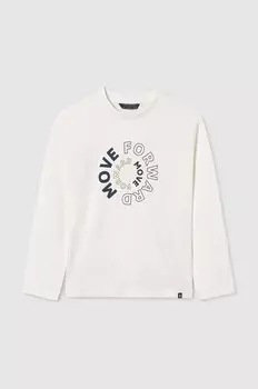 Хлопковая рубашка Mayoral с длинными рукавами для мальчиков и девочек, бежевый