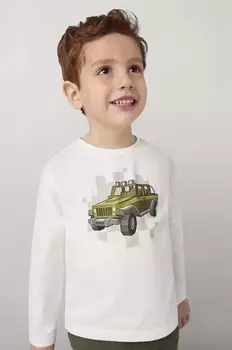 Хлопковая рубашка Mayoral с длинными рукавами для мальчиков и девочек, зеленый