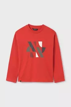 Хлопковая рубашка Mayoral с длинными рукавами для мальчиков и девочек, оранжевый