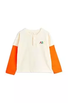 Хлопковая рубашка Mini Rodini с длинными рукавами для малышей ABC, белый