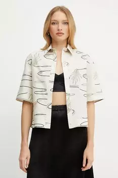 Хлопковая рубашка Mm, бежевый