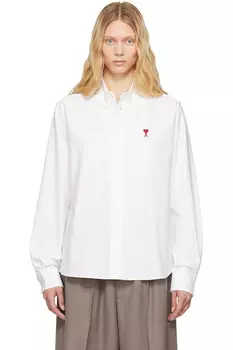 Хлопковая рубашка на пуговицах ami de coeur Ami Paris, белый