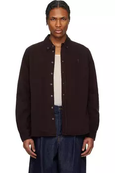Хлопковая рубашка на пуговицах ami de coeur Ami Paris, цвет eggplant