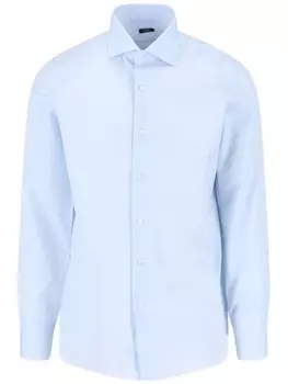 Хлопковая рубашка на пуговицах Barba, синий