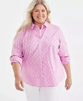Хлопковая рубашка на пуговицах больших размеров Style & Co, розовый