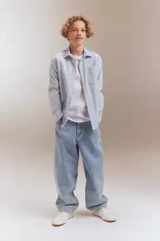 Хлопковая рубашка на пуговицах H&M, синий