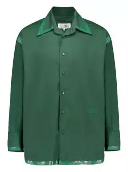 Хлопковая рубашка на пуговицах MM6 Maison Margiela, зеленый