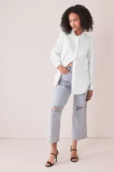 Хлопковая рубашка Only Workwear длинного свободного кроя ONLY, белый