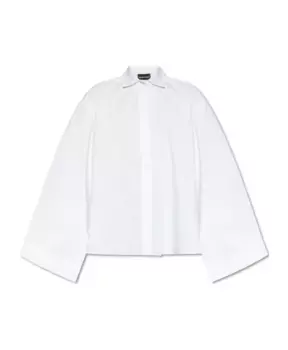 Хлопковая рубашка оверсайз Emporio Armani, белый