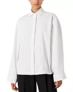 Хлопковая рубашка оверсайз Emporio Armani, белый
