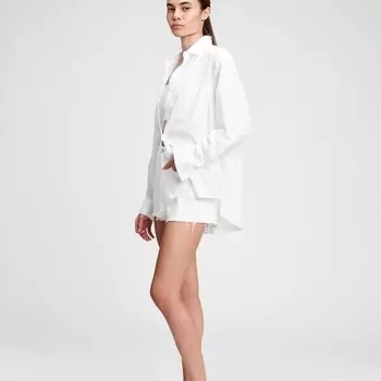 Хлопковая рубашка оверсайз Gap, белый