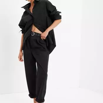 Хлопковая рубашка оверсайз Gap, черный