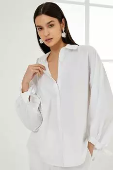 Хлопковая рубашка оверсайз Koton, белый