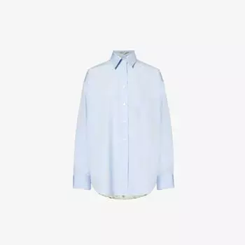 Хлопковая рубашка оверсайз с накладными карманами Stella Mccartney, синий