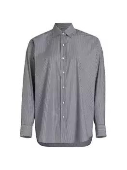 Хлопковая рубашка оверсайз в полоску Mael Nili Lotan, цвет black white stripe