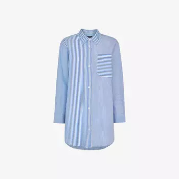 Хлопковая рубашка оверсайз в полоску Millie Whistles, мультиколор