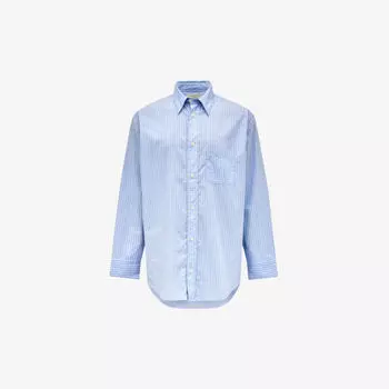 Хлопковая рубашка оверсайз в тонкую полоску Veneto Allsaints, синий