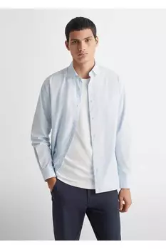 Хлопковая рубашка Оксфорд Mango, синий