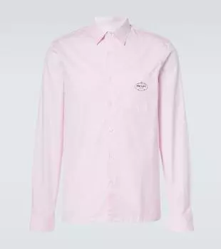 Хлопковая рубашка Oxford с логотипом Prada, Rosa