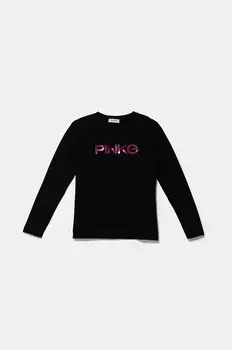 Хлопковая рубашка Pinko Up с длинными рукавами для мальчиков и девочек, черный