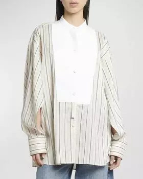 Хлопковая рубашка Plastron на пуговицах спереди Stella McCartney, цвет Magnolia