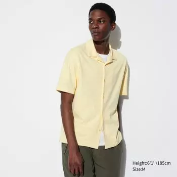 Хлопковая рубашка-поло AIRism с открытыми пуговицами воротника UNIQLO, желтый