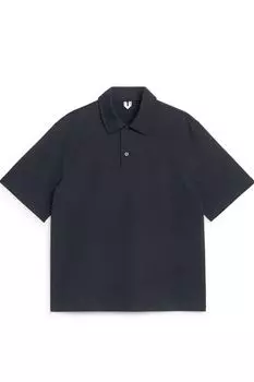 Хлопковая рубашка-поло Arket, синий