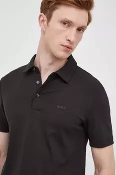 Хлопковая рубашка-поло BOSS Boss, черный