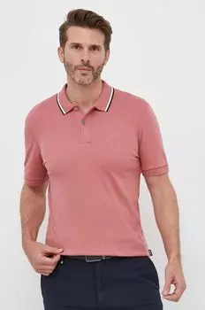 Хлопковая рубашка-поло BOSS Boss, розовый