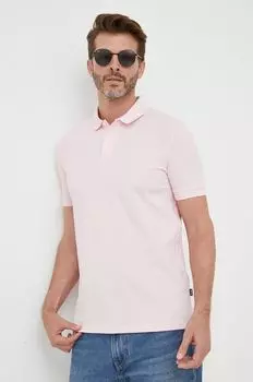 Хлопковая рубашка-поло BOSS Boss, розовый