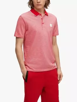Хлопковая рубашка-поло BOSS Oxford Piqu, ярко-красная