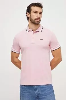 Хлопковая рубашка-поло Boss, розовый
