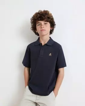 Хлопковая рубашка-поло для мальчика с короткими рукавами Scalpers, темно-синий