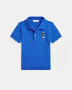 Хлопковая рубашка поло для мальчика с Bear Polo Polo Ralph Lauren, синий