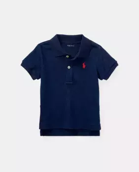 Хлопковая рубашка поло для мальчика с вышитой лошадкой Polo Ralph Lauren, тёмно-синий