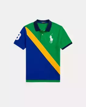 Хлопковая рубашка-поло для мальчика в диагональную полоску Polo Ralph Lauren, мультиколор