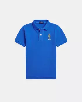 Хлопковая рубашка поло для мальчиков с медведем Полор Polo Ralph Lauren, синий
